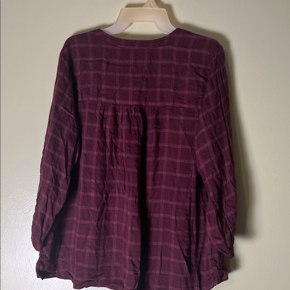 Wrangler Maroon Checkered Blouse size large - Picture 5 of 6